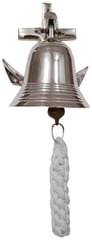Brass Nautical Bell with Anchor Mount: Pirate Ship Marine Wall Hanging, Silver (11403A)