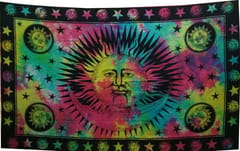 Cotton Bed Cover Wall Poster Beach Throw 'Smiling Sun': Bohemian Hanging Tapestry (20059)