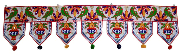 Cotton Bandhanwar (Bandharwal Toran) 'Colorful Saga': Door Hanging Window Valance Tapestry; Ethnic Indian Decor (12447A)