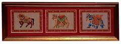 Silk Cloth Painting Royal Parade: Indian Rajasthani Intricate Artwork Framed Wall Hanging; Collectible Miniature Art (12479A)