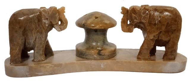 Stone Incense Stick Holder Agarbatti Stand: Saluting Elephants (12474)