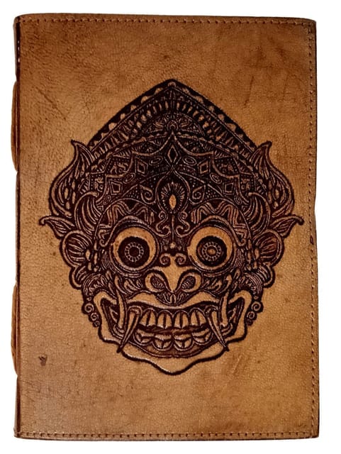 Leather Journal 'The Demon': Vintage Aztec Mayan Or Balinese Design Diary Notebook (12584)