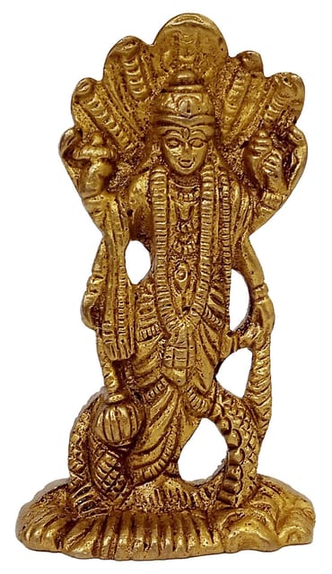 Brass Statue Lord Vishnu: Hindu God Idol Sculpture Home Temple Decor Gift (11189A)