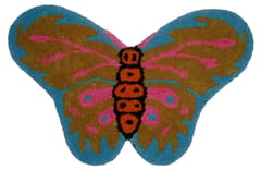 Woolen Doormat Butterfly: Thick, Soft, Non-skid Floor Carpet Rug, Multicolor (10589A)