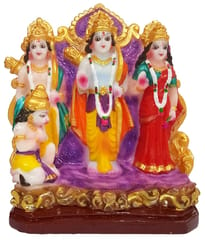 Resin Majestic Statue: Ram Darbar with Rama, Sita, Lakshman, & Hanuman (12709)