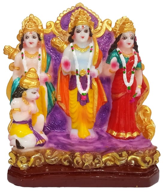 Resin Majestic Statue: Ram Darbar with Rama, Sita, Lakshman, & Hanuman (12709)