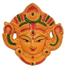 Terracota Clay Idol Durga: Decorative Wall Hanging For Home Temple, Small (12702)