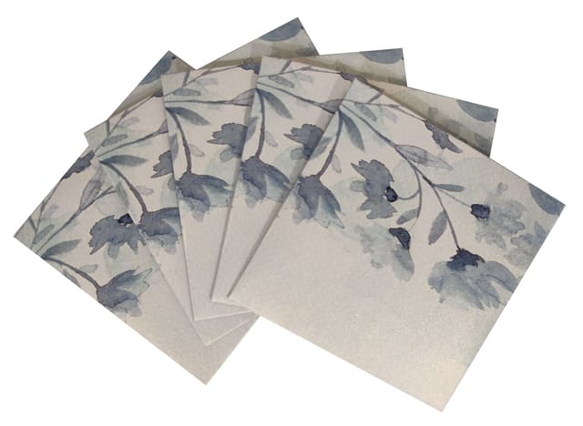 Designer Paper Envelopes 'Morning Mist': Pack Of 5 For Letters Notes Greeting Cards Or Shagun Money Gift, 4*4 inches (12440D)