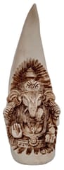 Resin Idol Ganesha Inside Tusk: Dant Ganapathi Ivory Finish Statue For Home Temple (12697)