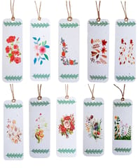 Seed Paper Bookmarks Set Of 10 'Flower Garden': Eco Friendly Tree Free Paper Made Of Cotton Waste & Plantable Seeds, Unique Gift (12691B)