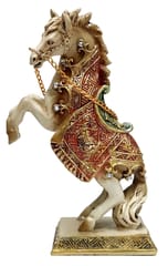 Resin Figurine Rearing Horse: Collectible Statue With Glittering Beads (12500A)