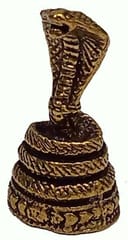 Rare Miniature Brass Figurine Coiled Up Cobra Snake: Collectible Statue With Detailed Very Fine Workmanship (12699E)