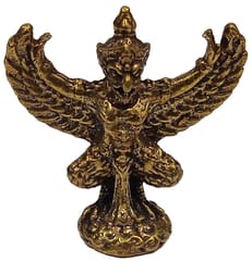 Rare Miniature Brass Idol Garuda, Vishnu Narayana Vahana: Collectible Statue With Detailed Very Fine Workmanship (12698O)