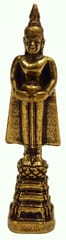 Rare Miniature Brass Statue Buddha Holding Bowl: Collectible Statue With Detailed Very Fine Workmanship (12698K)