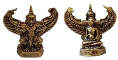 Rare Miniature Brass Idol Garuda, Mount Of Vishnu Or Thai Monk: Collectible Statue With Detailed Very Fine Workmanship (12698L)