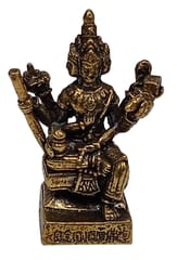 Rare Miniature Brass Idol Four Headed Buddha Or Brahma In Hinduism: Collectible Statue With Detailed Very Fine Workmanship (12698H)