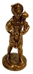 Rare Miniature Brass Idol Standing Hanuman Bajrangbali: Collectible Statue With Detailed Very Fine Workmanship (12698G)