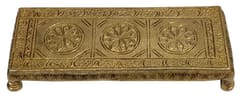 Brass Platform Chowki: Rectangular Plinth Stool For Placing Temple Statues, Showpieces, Or Bonsai Pots (12056B)