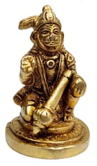 Brass Idol Ashirwad Hanuman: Blessing Bajrangbali Statue For Home Temple, 3 Inches (12646A)