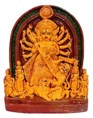 Terracotta Clay Idol Durga Mahishasura-mardini: Table Top Statue For Home Temple (TMP023)