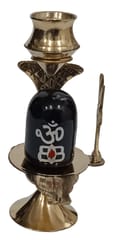 Metal Shivling Shiva Lingam With Sheshnag & Dhaara Paatra: For Abhishekha In Home Temple (10293B)