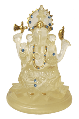 Resin Idol Ganesha (Ganapathi Vinayak): Collectible Statue With Crystal Finish & Golden Accents (12719)