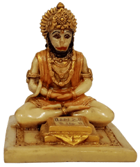 Resin Idol Tapasya Hanuman: Stone Finish Bajrangbali Statue For Home Temple (12715)