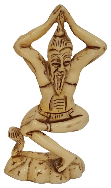Resin Statue Yoga Guru in One-Legged Namaskar Pose: Stone Finish Decor Gift (11786B)