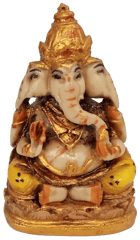 Resin Idol Trimukhi Ganapathi (3-Head Ganesha): Collectible Statue For Home Temple (12714)
