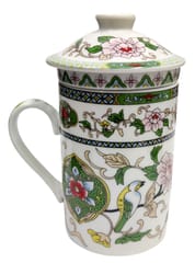 Porcelain Oriental Green Tea Mug, Infuser & Lid 'Morning Walk' (11723A)