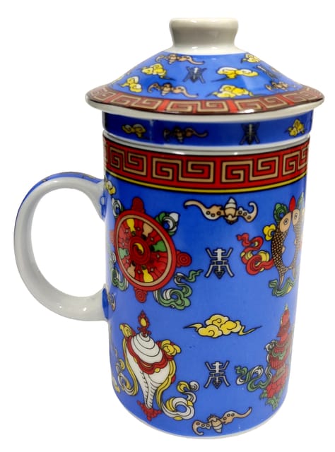 Porcelain Oriental Green Tea Mug, Infuser & Lid 'Spring Blossom' (11723C)
