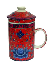 Porcelain Oriental Green Tea Mug with Infuser and Lid (11723U)