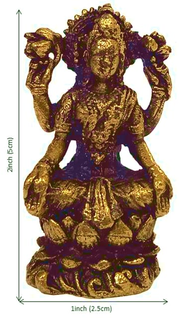 Metal Idol Lakshmi (Laxmi): Rare Collectible Small-But-Heavy Statue, Golden, 2 Inch (12599A)