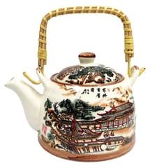 Ceramic Kettle 'Serenity': 500 ml Tea Coffee Pot, Steel Strainer Included (10731)