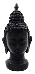 Resin Idol Buddha Head: Black Granite Finish Statue (12179)