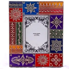 Painted and embossed photo frame "multi color" pf02