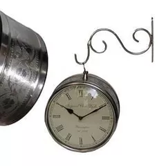 Dual Facing Railway Platform Clock (Silver)