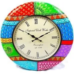Painted wooden clock "patterns" clock24