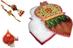 Rakhi Gift Set for brother: Marble chopra, rakhi set, roli chawal
