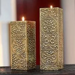 Wooden Brass Covered Candle Holder Set of 2 (CH02)
