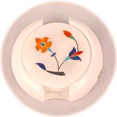 Round Marble Coaster Set (White, Pack of 6)