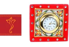 Diwali gift Hamper: Marble Clock, Greeting Card dh4c