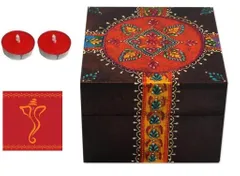 Diwali gift Hamper: Decorative Box, Greeting Card and Diya Set of  2 dh6b