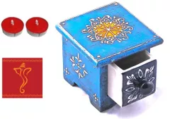 Diwali gift Hamper: Decorative drawer, Greeting Card and Diya Set of  2 dh6d