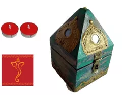 Diwali gift Hamper: Decorative Box, Greeting Card and Diya Set of  2 dh6h