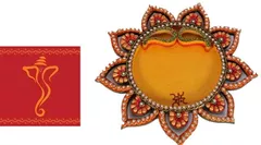 Diwali gift Hamper: Puja Thali, Greeting Card dh9a