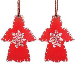 Wooden Christmas decoration, Set of 2, 4 inches (chred15)