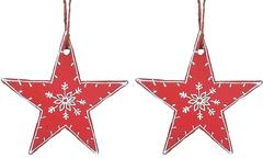 Wooden Christmas decoration, Set of 2, 4 inches (chred18)