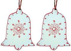 Wooden Christmas decoration, White, Set of 2, 4 inches (chwt14)