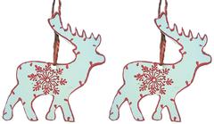 Wooden Christmas decoration, White, Set of 2, 4 inches (chwt16)